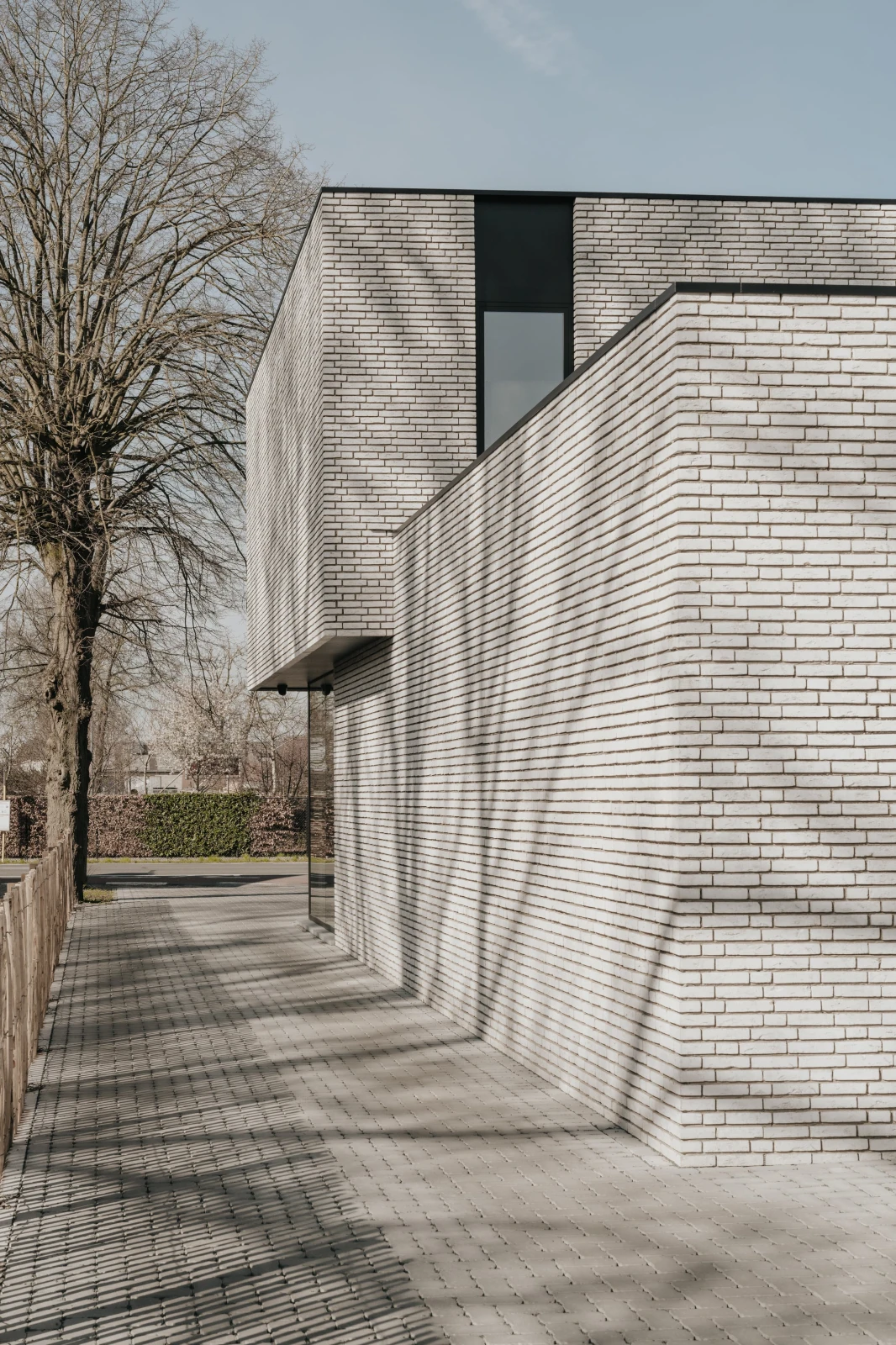 Moderne architectuur - Dierenartsenpraktijk, dierenwinkel Architect Molenbeersel, moderne architectuur, olivier bricks, grijze gevelsteen, karma grey, hoekraam tot tegen dakrand