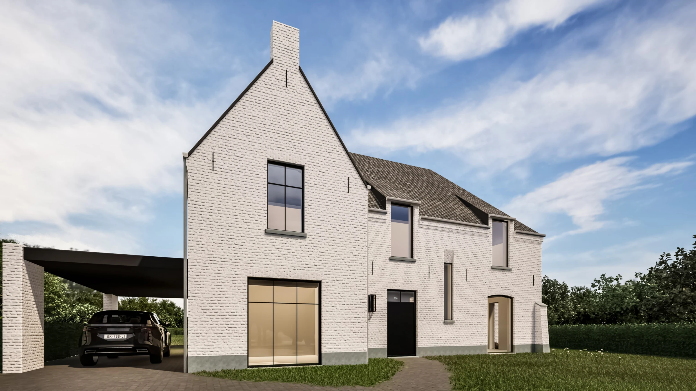 landelijkmodern, manoir architectuur, kalei, architect Hasselt, architectuur, landelijke architectuur, architect Limburg, manoir stijl, manoir architect