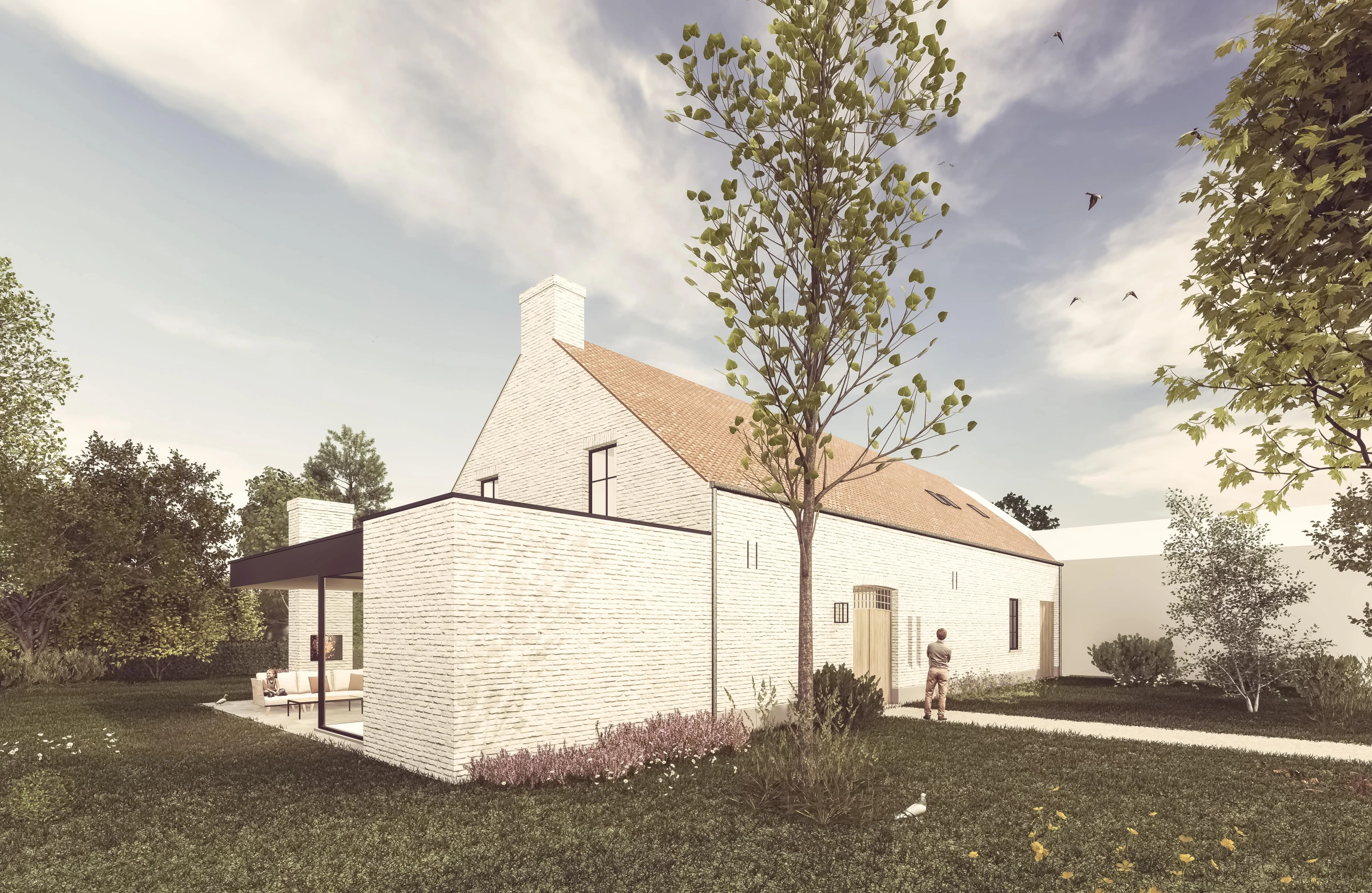 Voor- en zijgevel van woning BG na de verbouwing