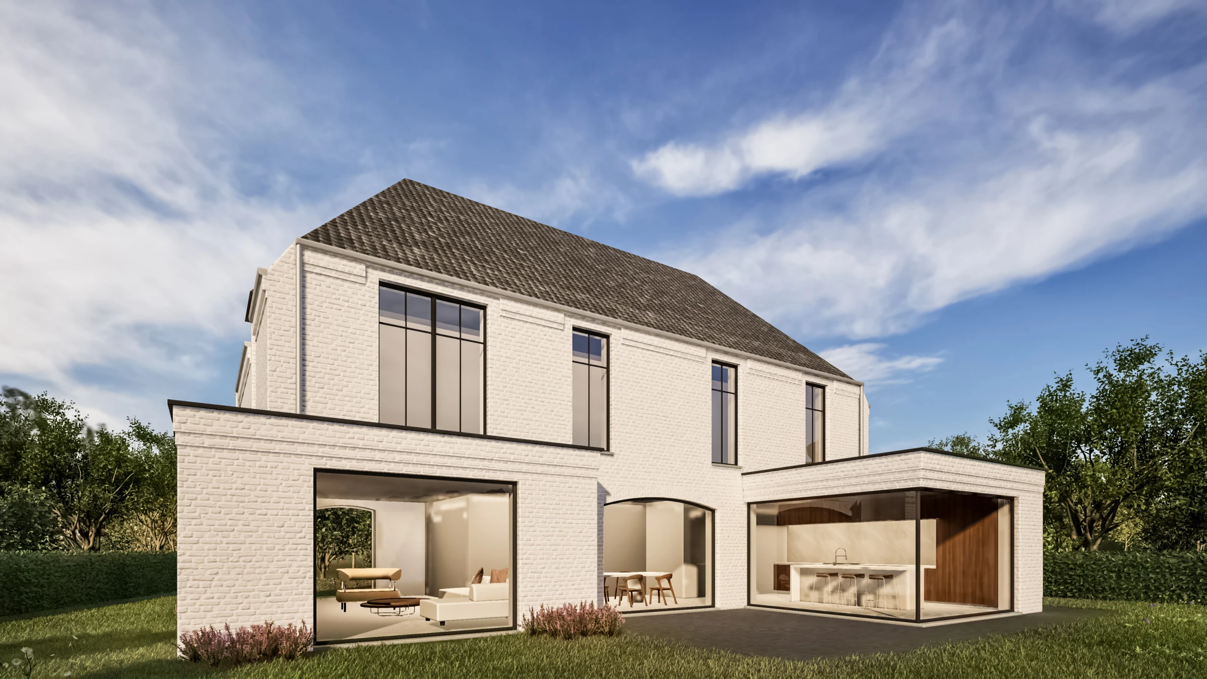 landelijkmodern, manoir architectuur, kalei, architect Hasselt, architectuur, landelijke architectuur, architect Limburg, manoir stijl, manoir architect